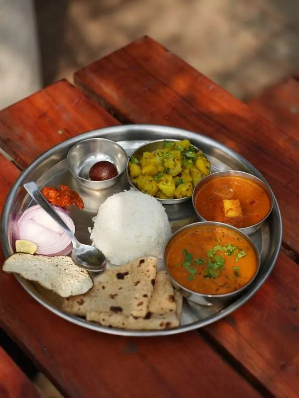 Traditional Konkani thali served at The Seascape